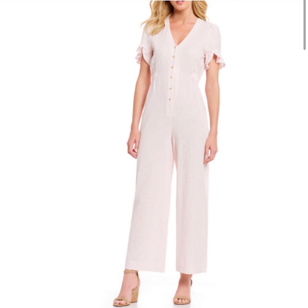 A Loves A Candy Striped Button Front Jumpsuit